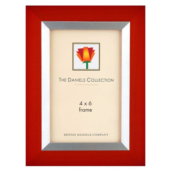 Dennis Daniels Red Carmine 4x 6" Wood Photo Frame & Silvertone inlay W4704R, NWT - Picture 1 of 6